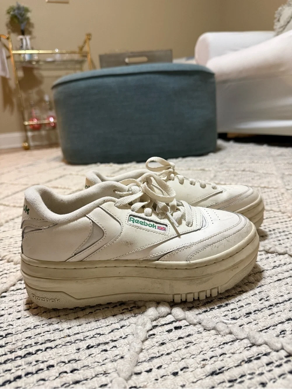 Reebok Women's Off-White Cream Platform Sneakers